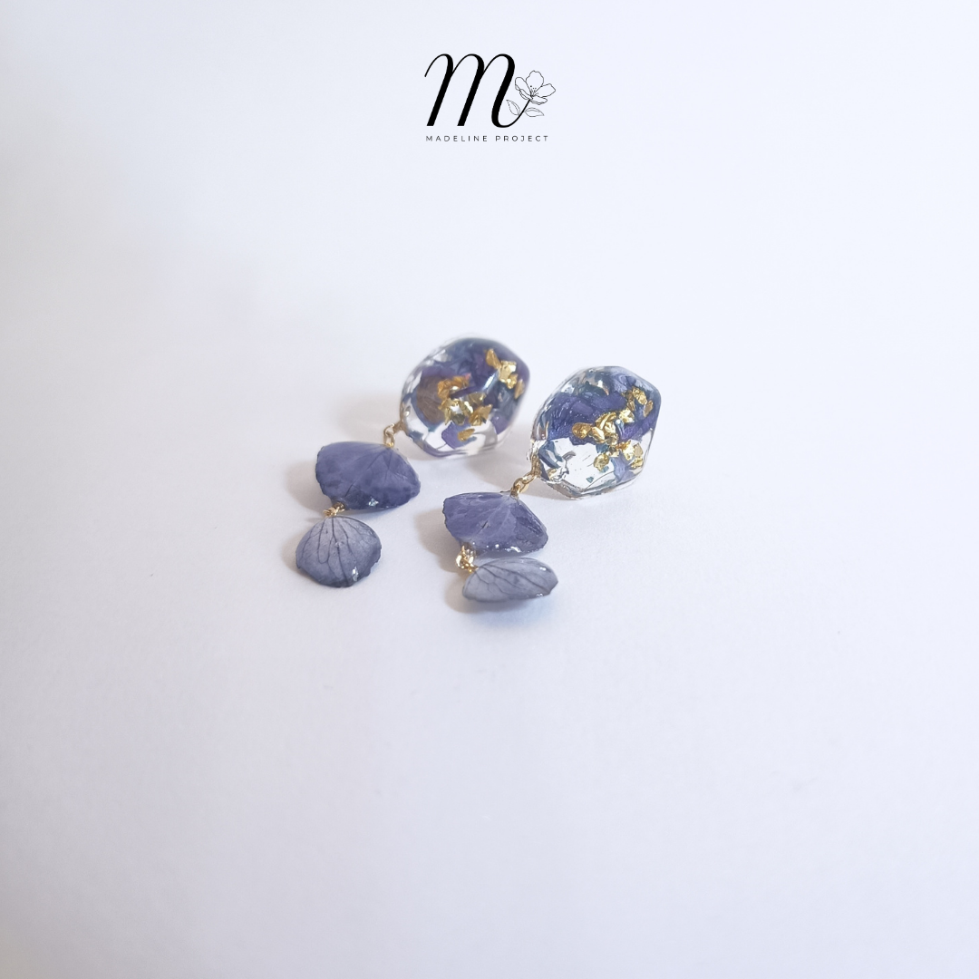 Hydra - Real Purple Hydrangea Earrings
