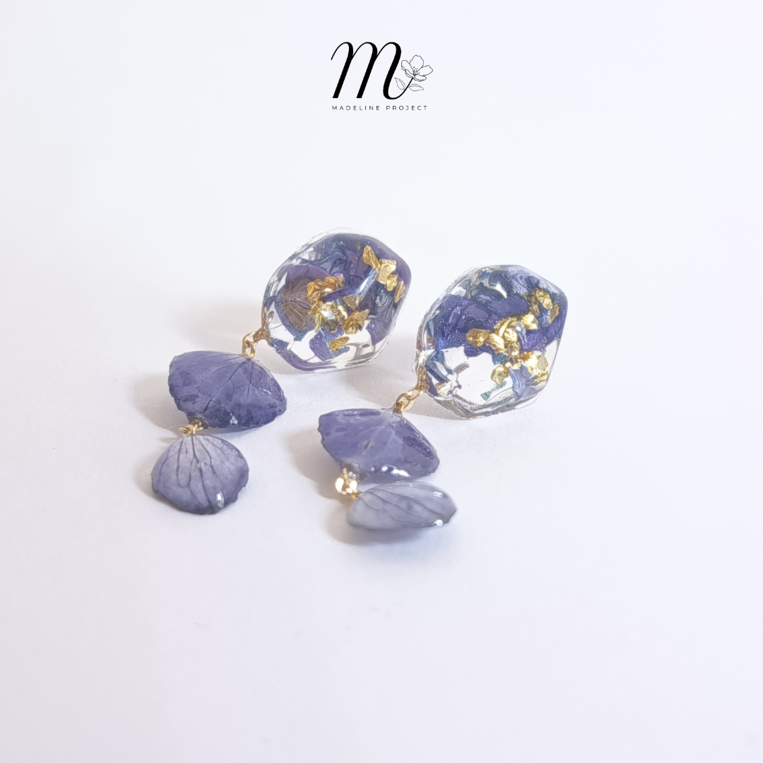 Hydra - Real Purple Hydrangea Earrings