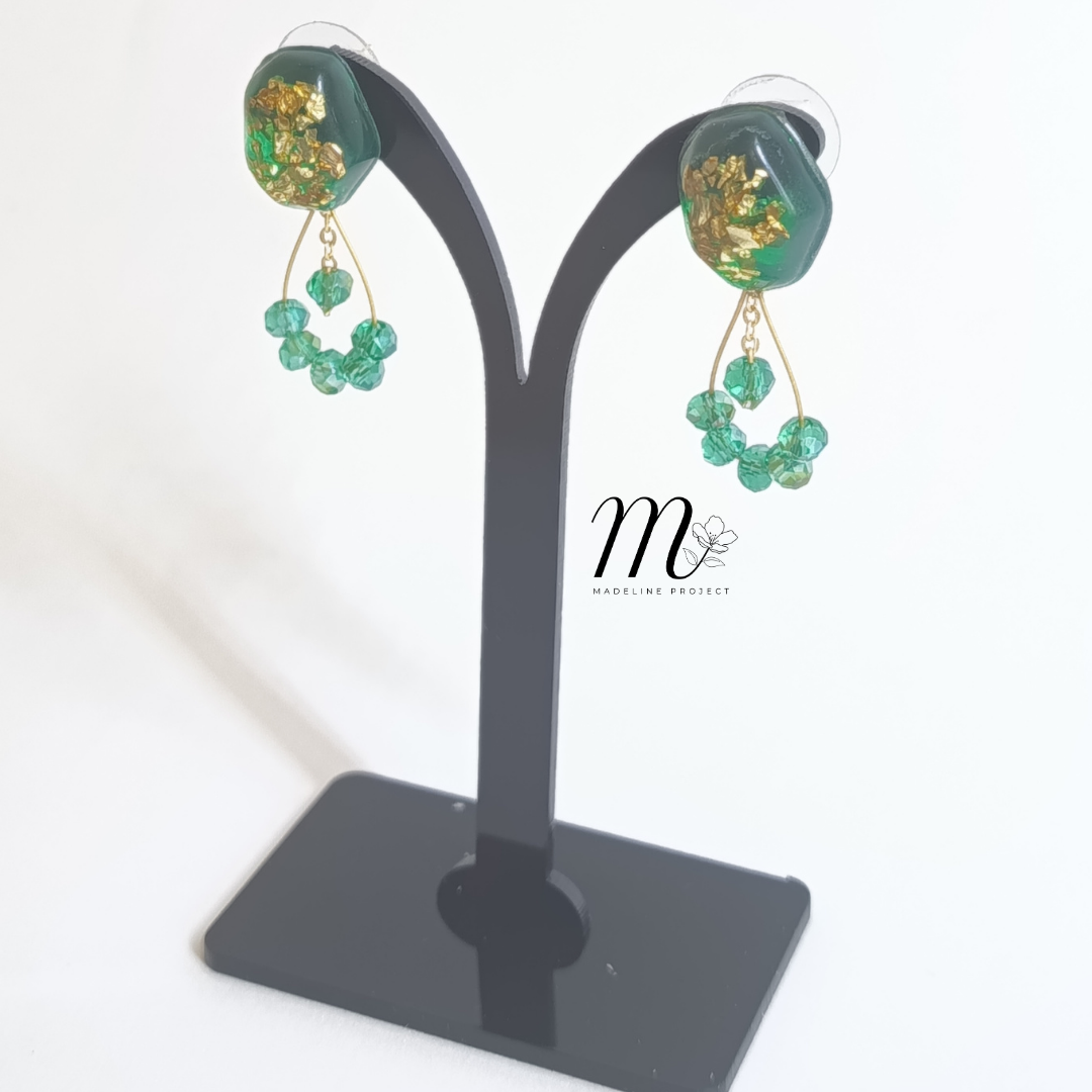 Greeny - Green Sandstone Earrings