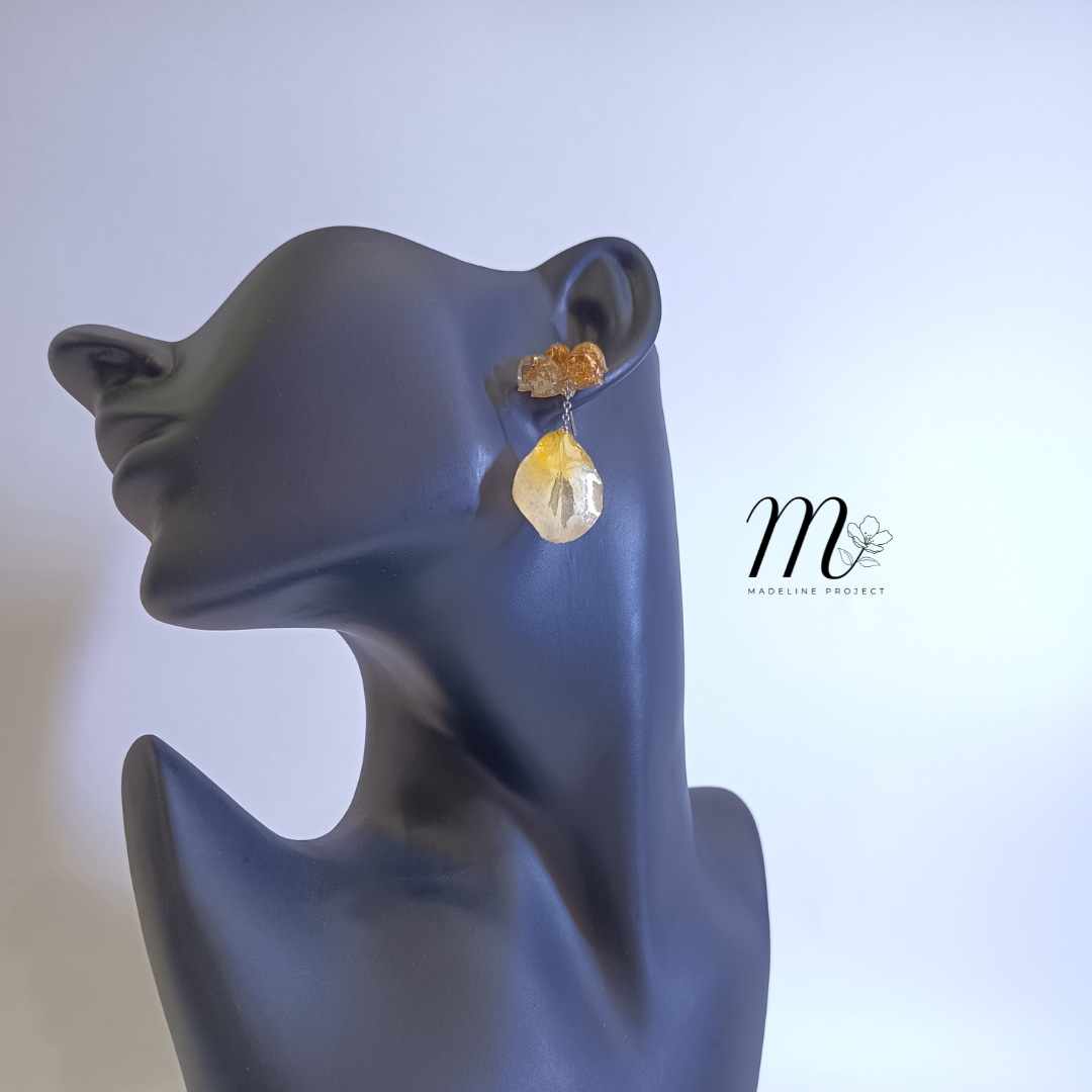 Crimson - Real Yellow Rose Petal Earrings