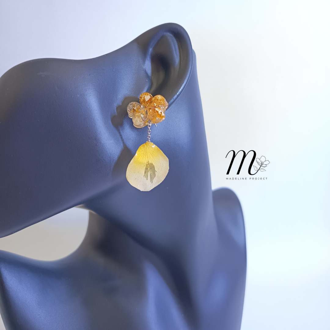Crimson - Real Yellow Rose Petal Earrings