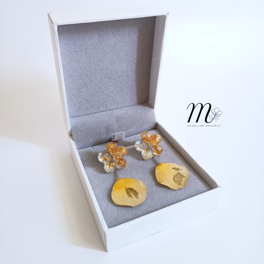 Crimson - Real Yellow Rose Petal Earrings