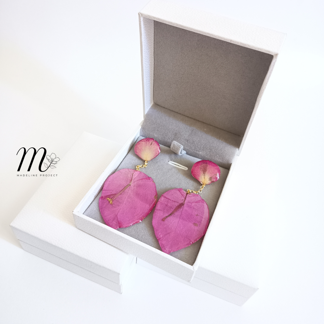 Rosellea - Real Bougainvillea and Rose Petal Earrings