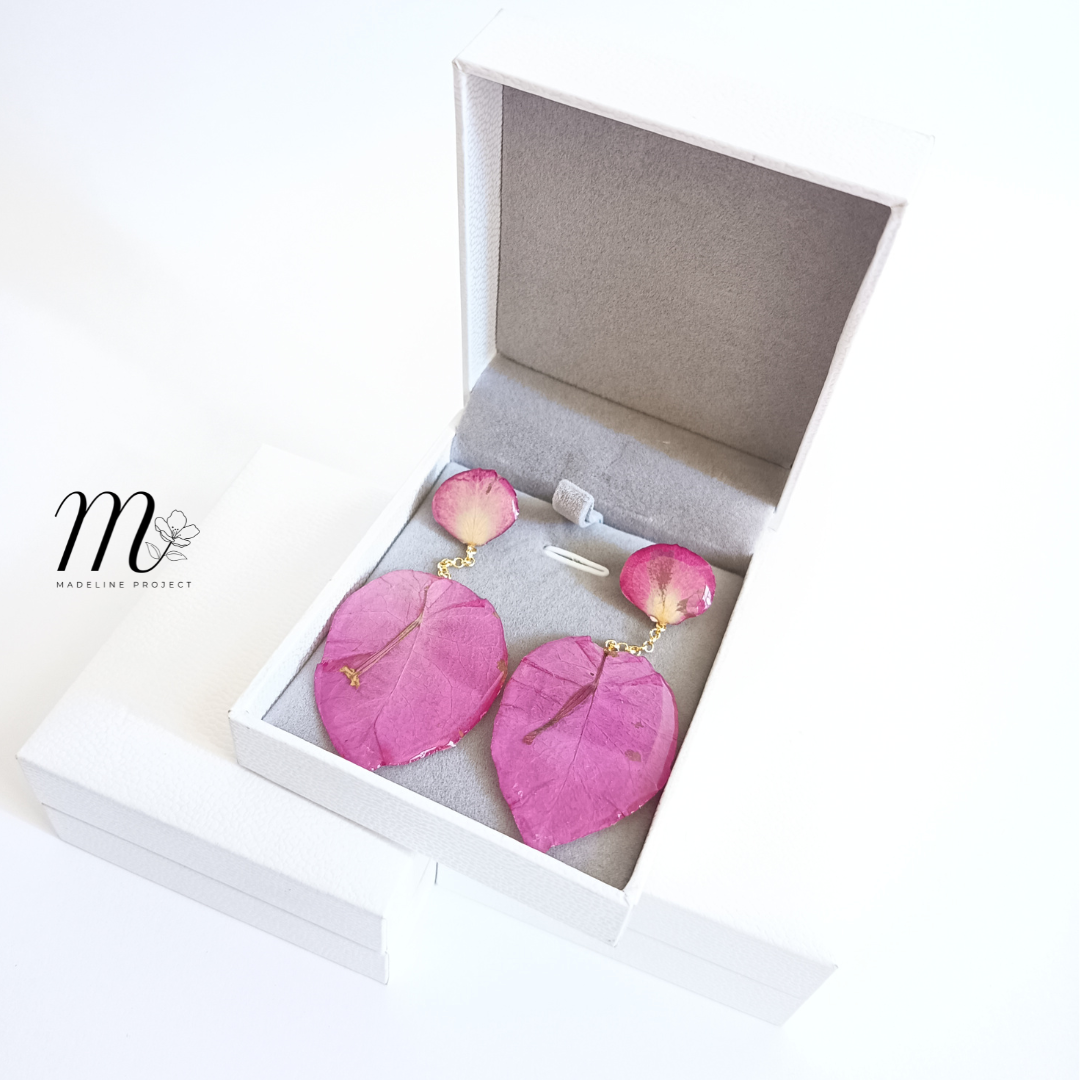 Rosellea - Real Bougainvillea and Rose Petal Earrings