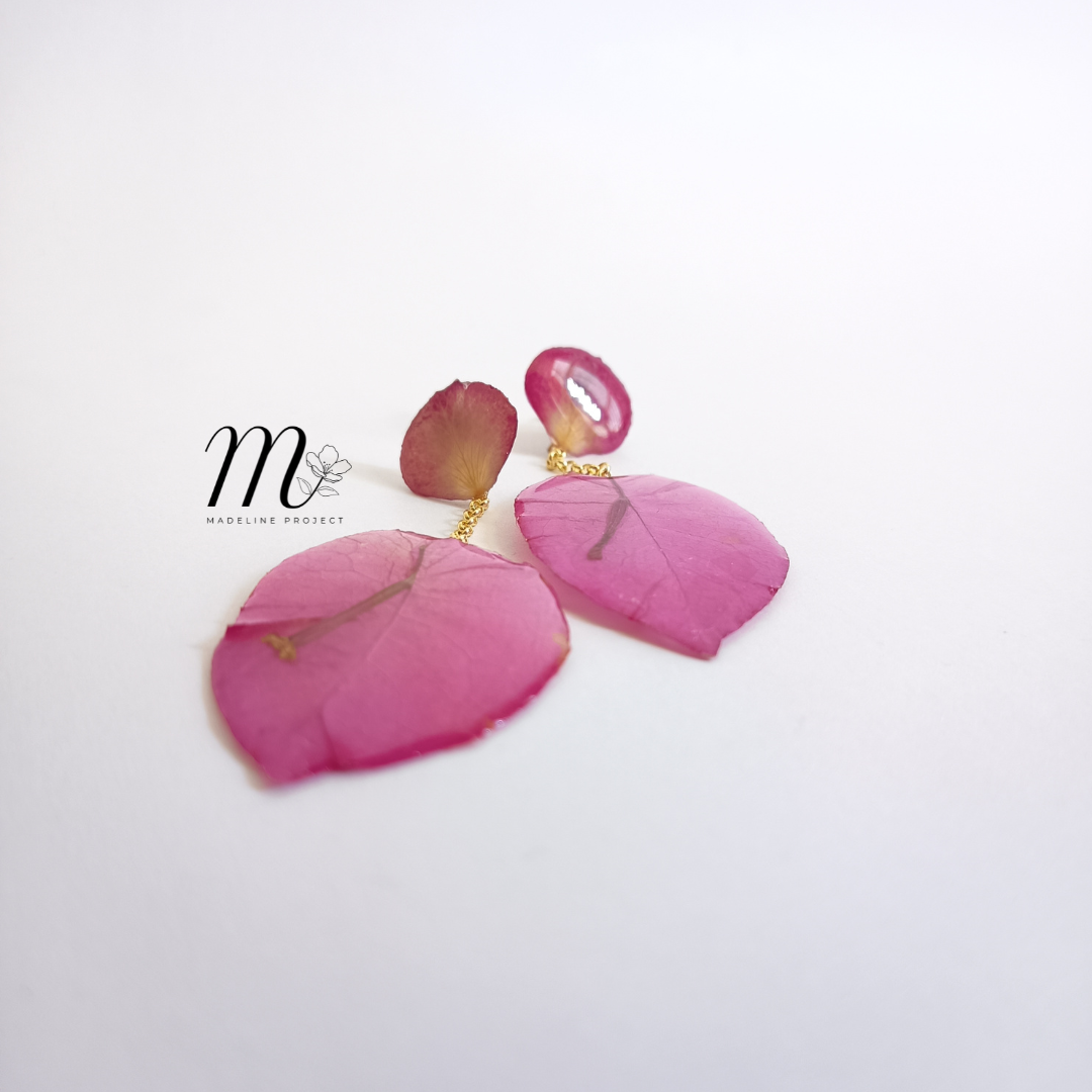 Rosellea - Real Bougainvillea and Rose Petal Earrings