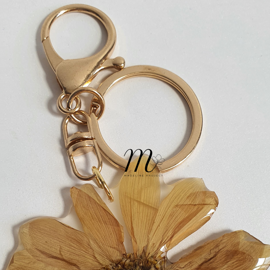 Pressed Flower Keepsake Keychain – Custom Bouquet Memorial in Gold or Silver
