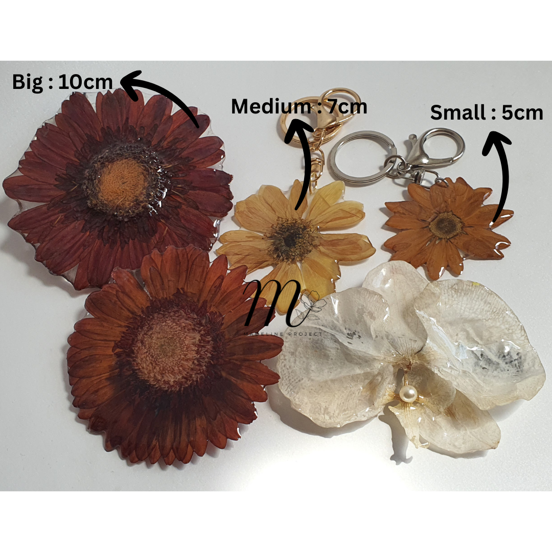 Real Yellow Chrysanthemum Resin Keychain