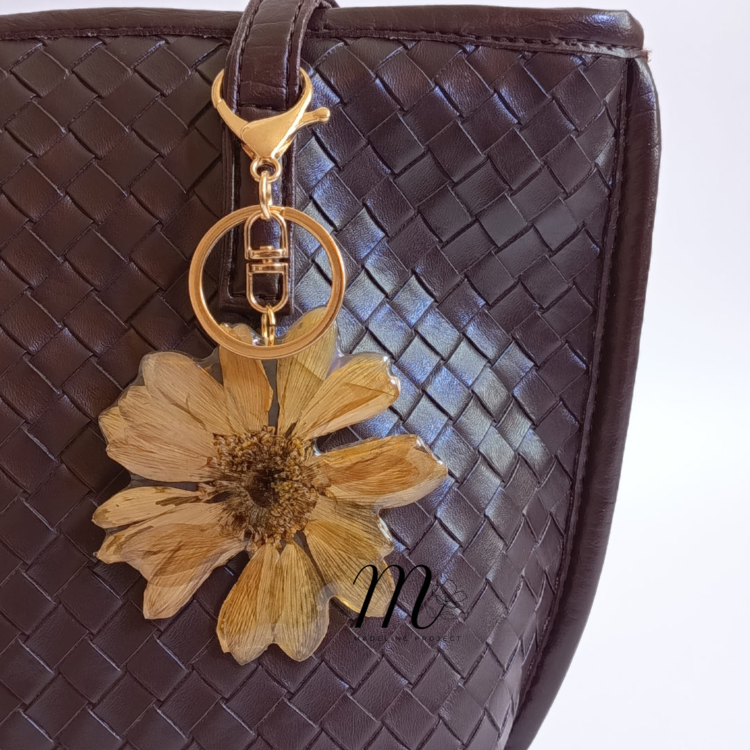 Real Yellow Chrysanthemum Resin Keychain