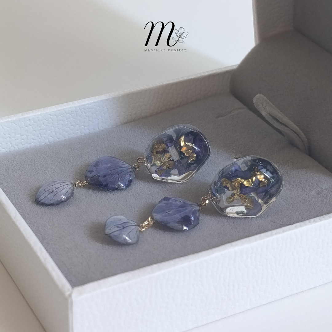 Hydra - Real Purple Hydrangea Earrings