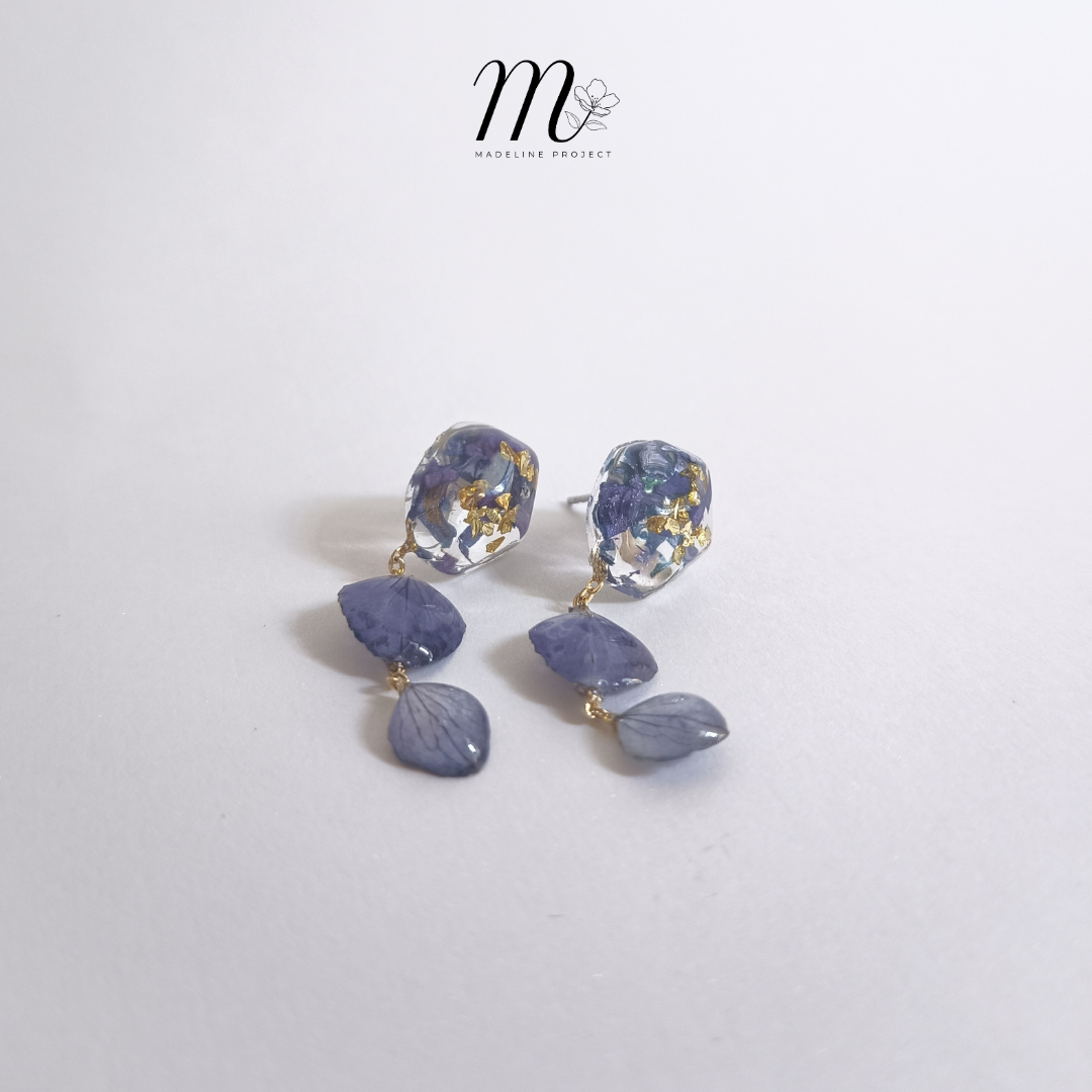 Hydra - Real Purple Hydrangea Earrings