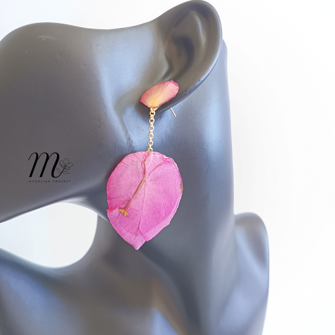 Rosellea - Real Bougainvillea and Rose Petal Earrings