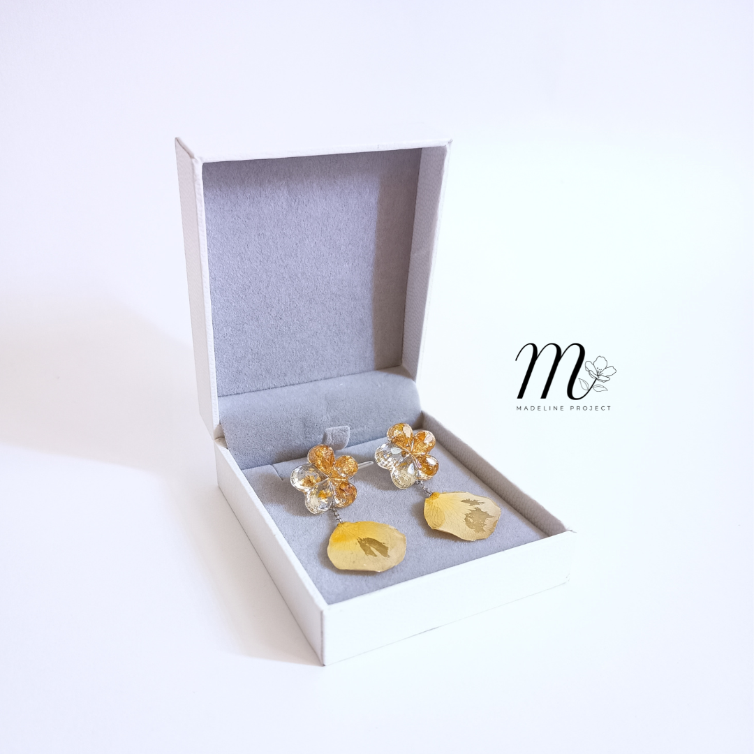 Crimson - Real Yellow Rose Petal Earrings
