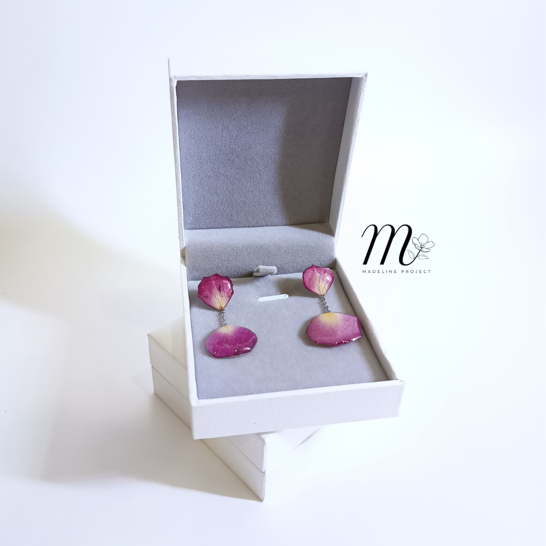 Red Muse - Real Rose Petal Earrings