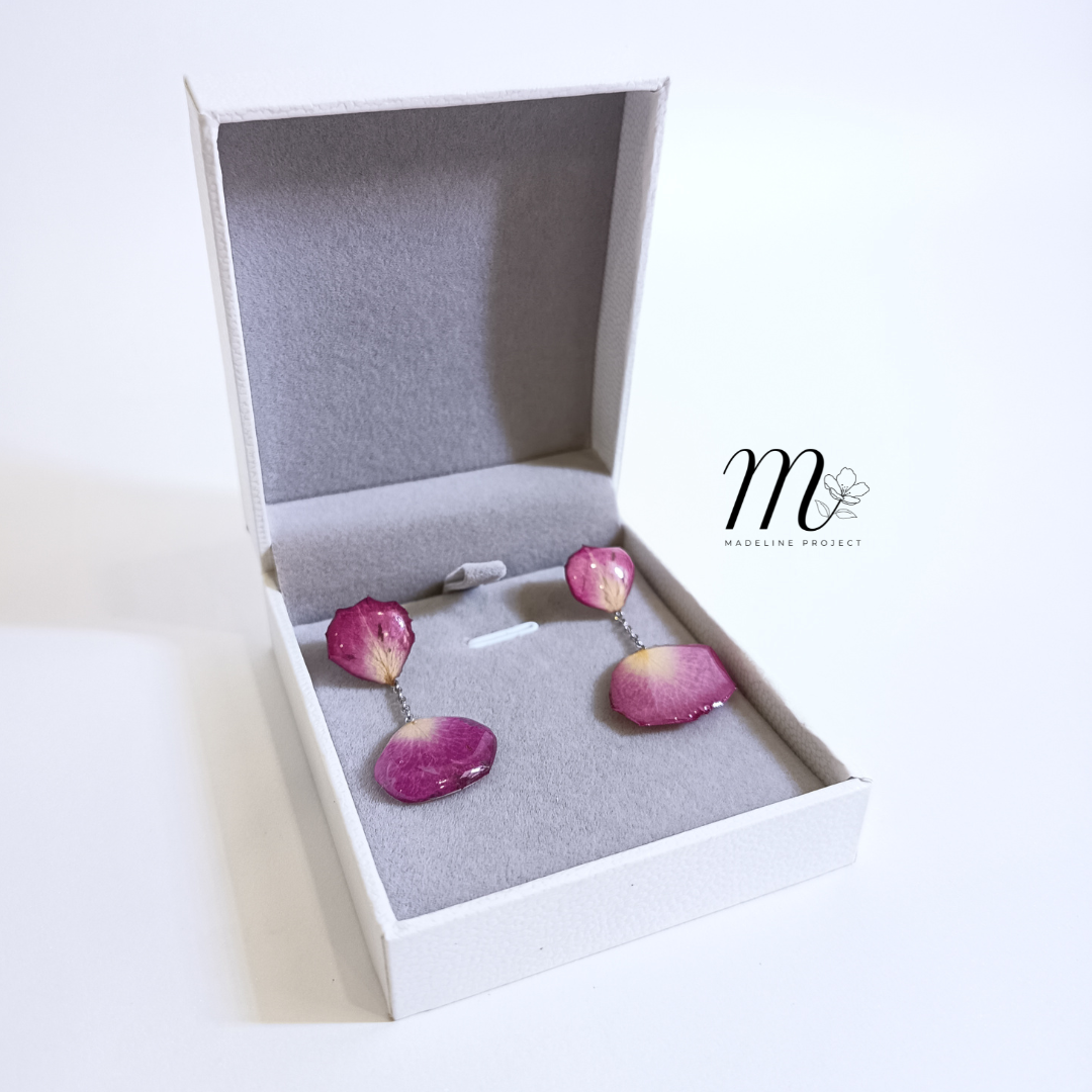 Red Muse - Real Rose Petal Earrings