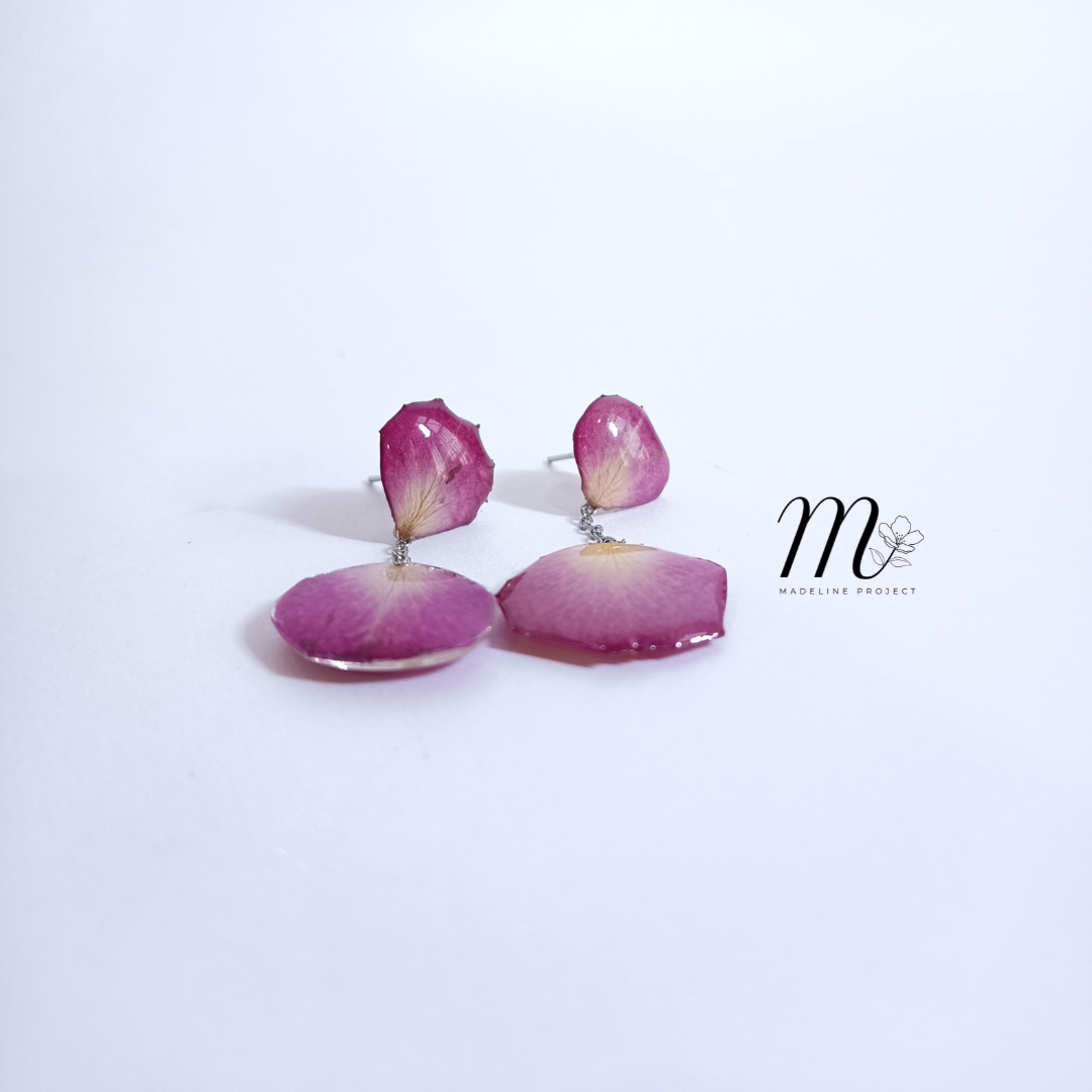 Red Muse - Real Rose Petal Earrings
