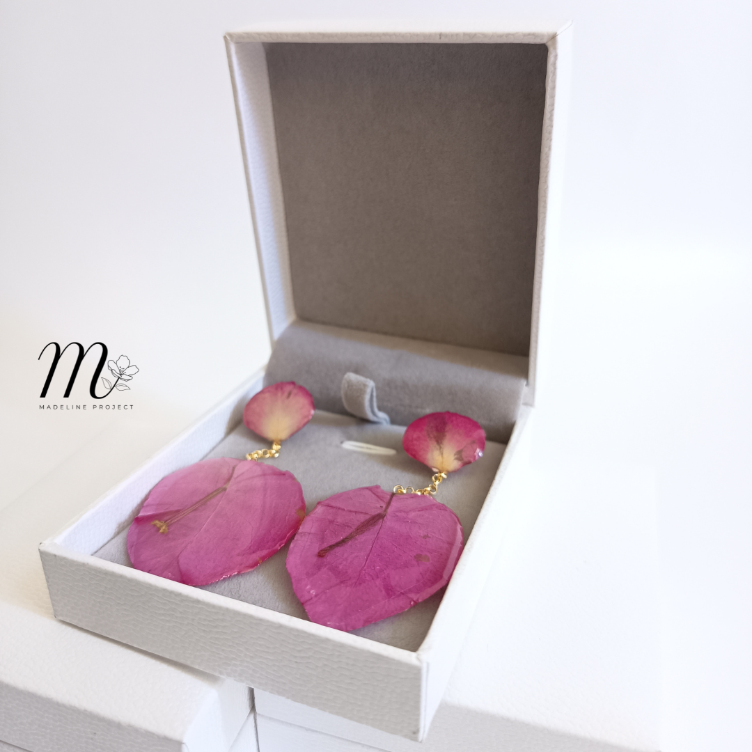 Rosellea - Real Bougainvillea and Rose Petal Earrings