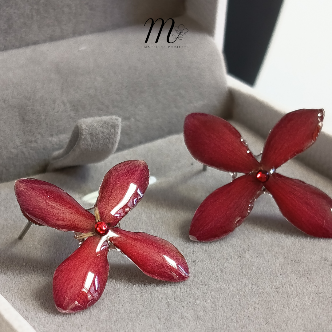 Sara - Real Red Asoca Earrings