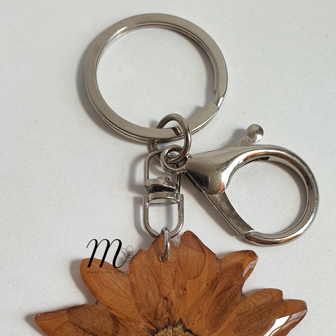 Pressed Flower Keepsake Keychain – Custom Bouquet Memorial in Gold or Silver