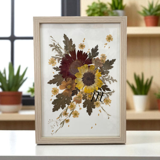 Pressed Flower Keepsake Frame – Custom Bouquet Memorial with Photo & Personal Note (5 Frame Colors)