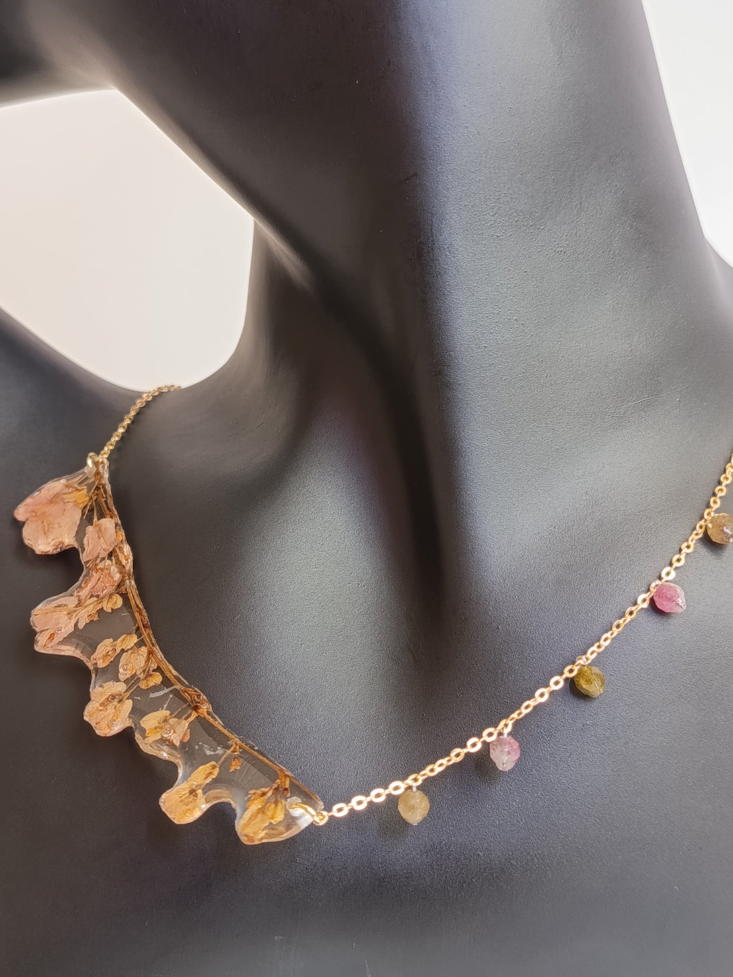 Antigonon Vine & Tourmaline Necklace