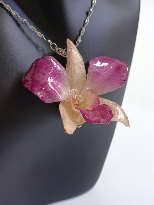 Real Preserved Orchid Necklace